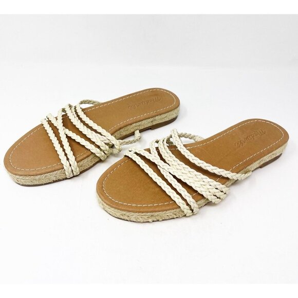 Madewell Kathryn Beige/Natural Braided Leather Espadrilles Slide Sandals Size 7M - Picture 2 of 6